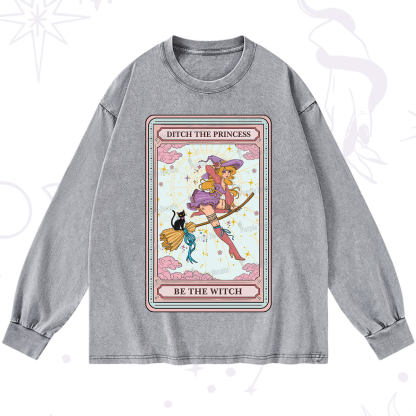 Purplehecate The Ditch The Princess Be The Witch Oracle Card Washed Long Sleeve Shirt