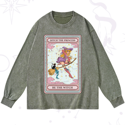 Purplehecate The Ditch The Princess Be The Witch Oracle Card Washed Long Sleeve Shirt