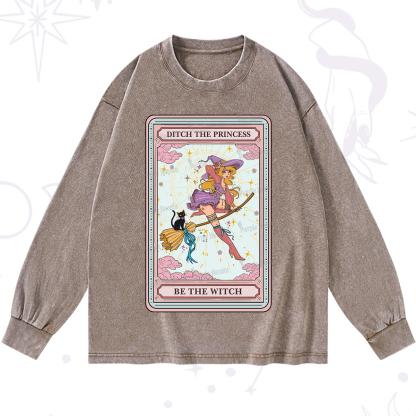 Purplehecate The Ditch The Princess Be The Witch Oracle Card Washed Long Sleeve Shirt