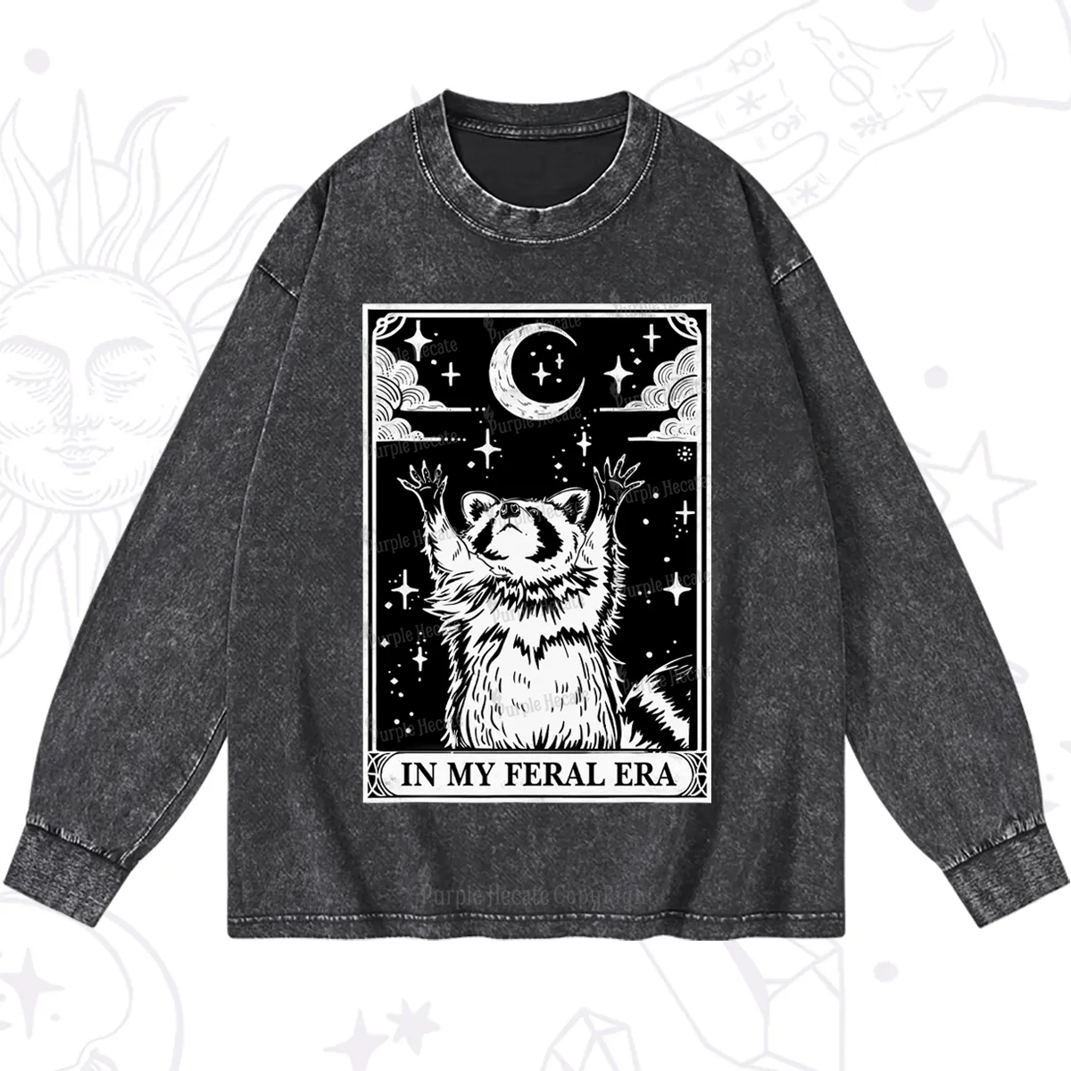 Purplehecate The In My Feral Era Oracle Card Washed Long Sleeve Shirt