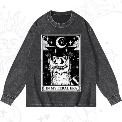 Purplehecate The In My Feral Era Oracle Card Washed Long Sleeve Shirt