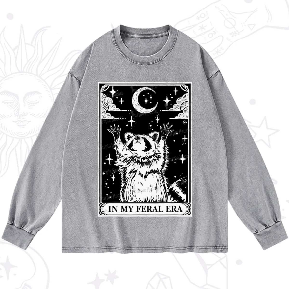 Purplehecate The In My Feral Era Oracle Card Washed Long Sleeve Shirt