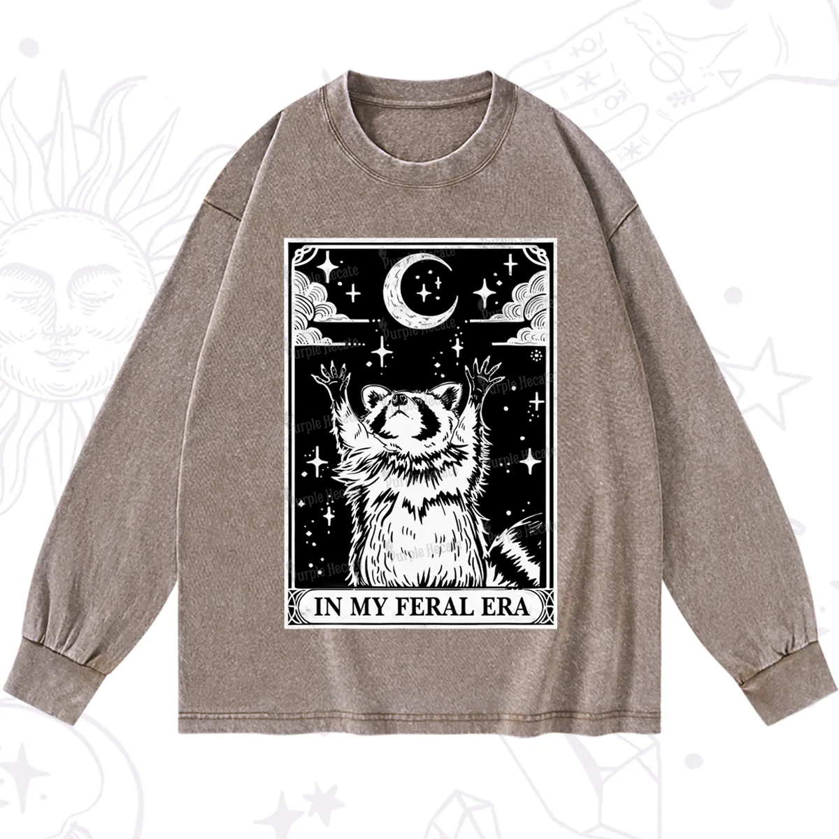 Purplehecate The In My Feral Era Oracle Card Washed Long Sleeve Shirt