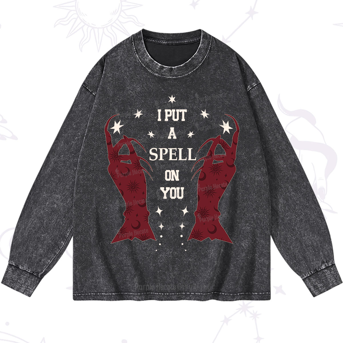 Purplehecate I Put A Spell On You Washed Long Sleeve Shirt