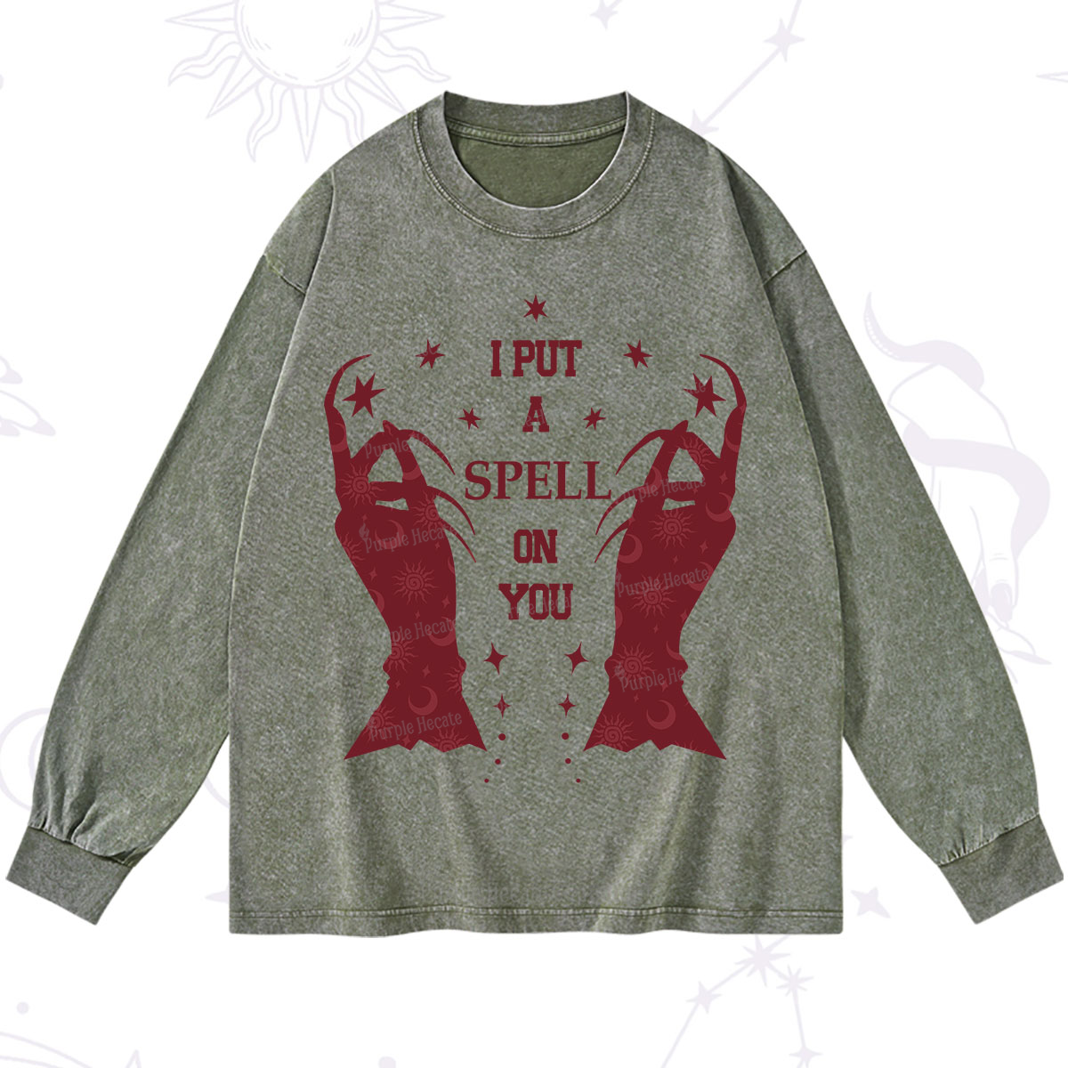 Purplehecate I Put A Spell On You Washed Long Sleeve Shirt