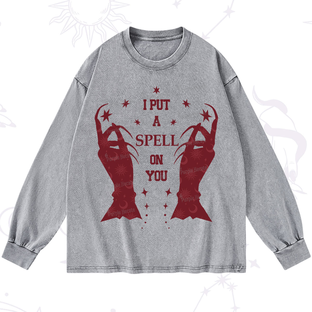 Purplehecate I Put A Spell On You Washed Long Sleeve Shirt