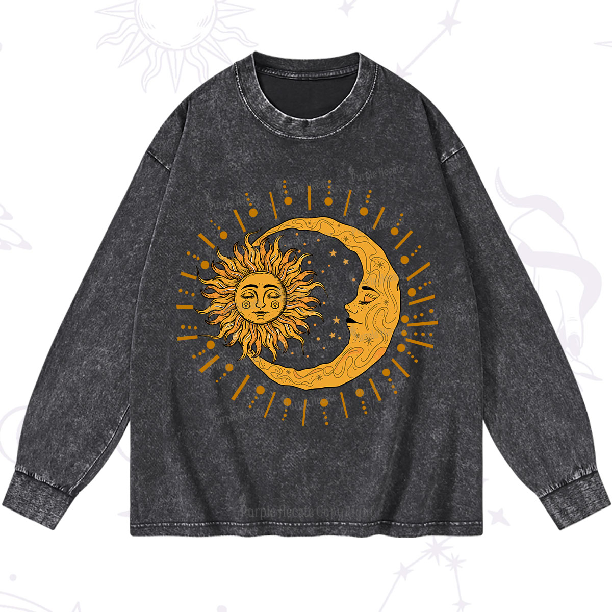 Purplehecate Solar & Lunar Spirit Washed Long Sleeve Shirt