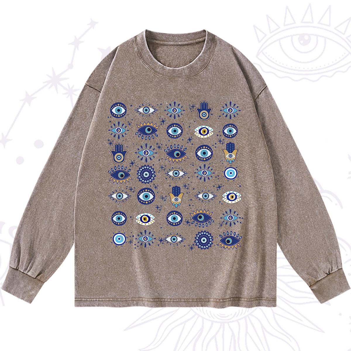 Purplehecate Evil Eye Protection Washed Long Sleeve Shirt