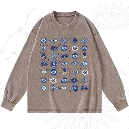 Purplehecate Evil Eye Protection Washed Long Sleeve Shirt