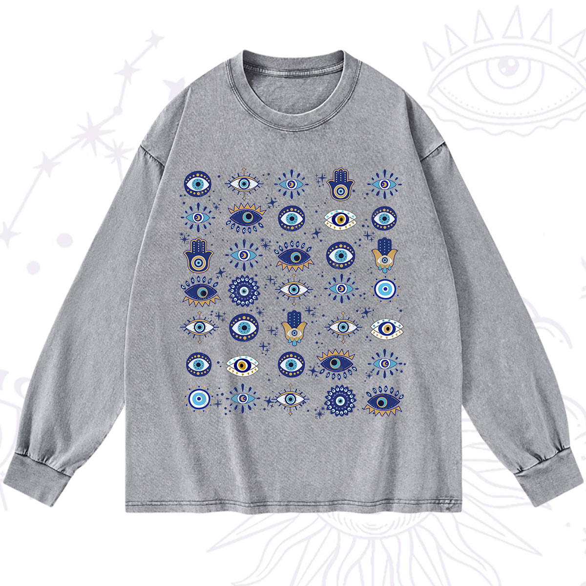Purplehecate Evil Eye Protection Washed Long Sleeve Shirt