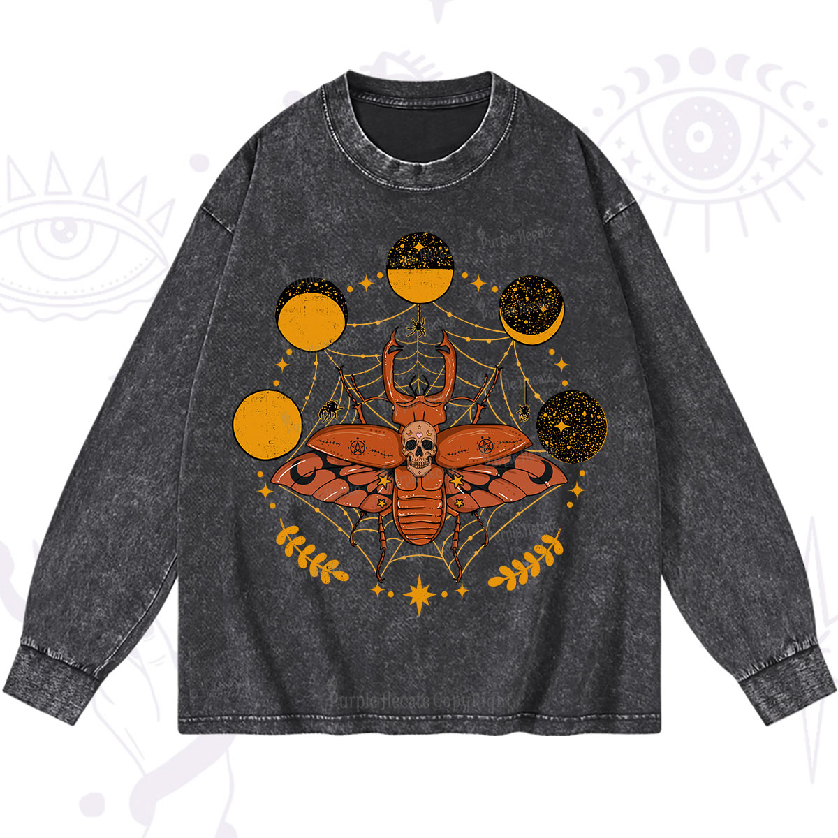 Purplehecate Lunar Web Death Beetle Washed Long Sleeve Shirt