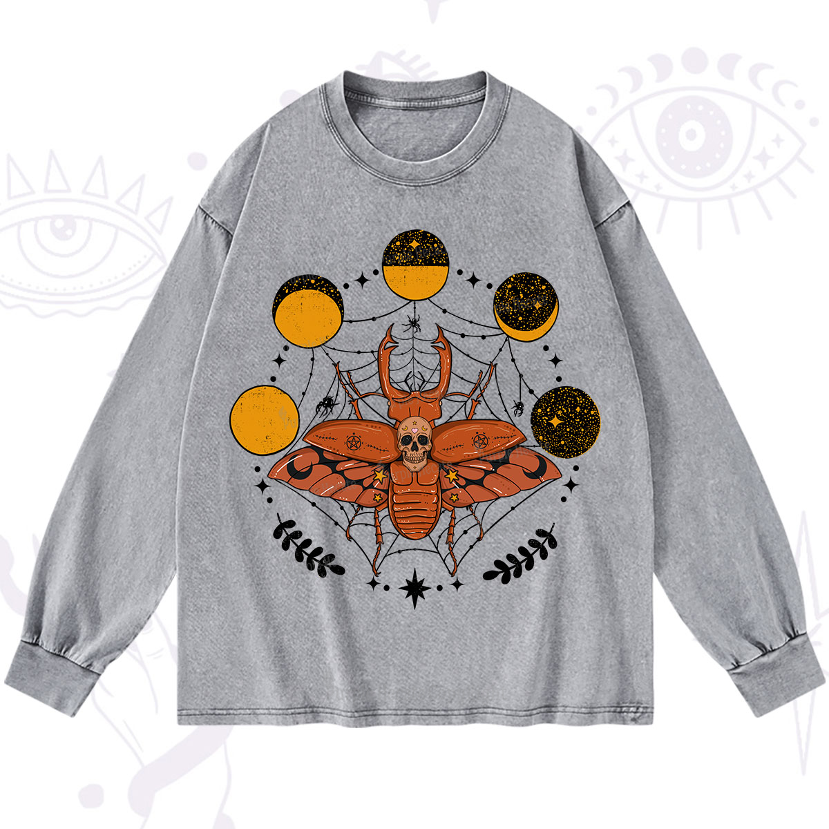 Purplehecate Lunar Web Death Beetle Washed Long Sleeve Shirt