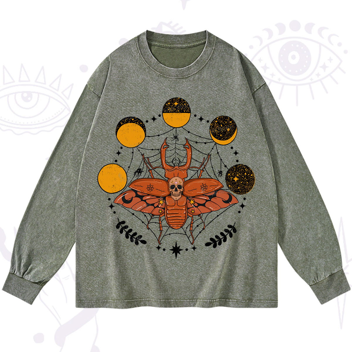 Purplehecate Lunar Web Death Beetle Washed Long Sleeve Shirt
