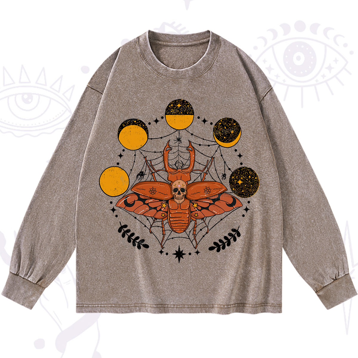 Purplehecate Lunar Web Death Beetle Washed Long Sleeve Shirt