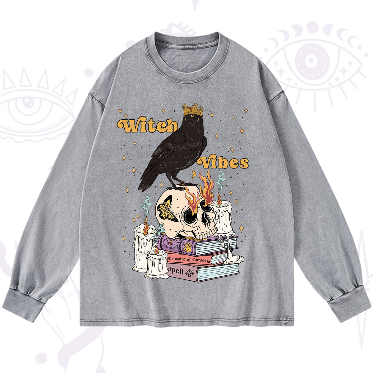 Purplehecate Witch Vibes Washed Long Sleeve Shirt