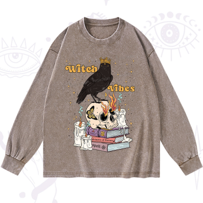 Purplehecate Witch Vibes Washed Long Sleeve Shirt