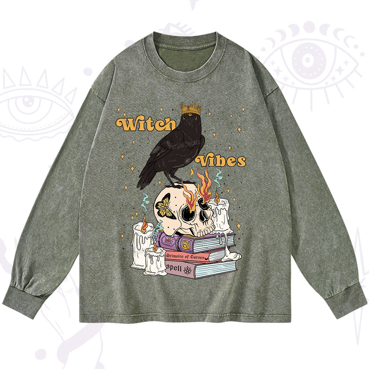 Purplehecate Witch Vibes Washed Long Sleeve Shirt