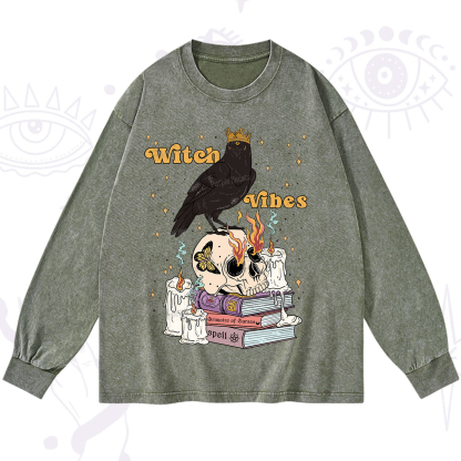 Purplehecate Witch Vibes Washed Long Sleeve Shirt