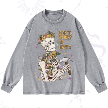 Purplehecate Don't Worry Be Happy Washed Long Sleeve Shirt