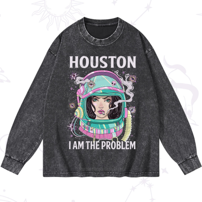 Purplehecate Houston I am the problem Washed Long Sleeve Shirt