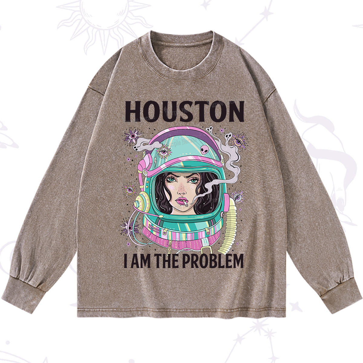 Purplehecate Houston I am the problem Washed Long Sleeve Shirt