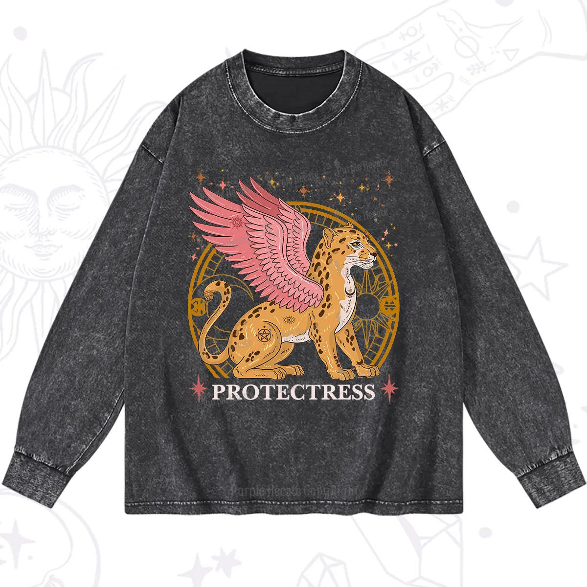 Purplehecate Celestial Protectress Washed Long Sleeve Shirt