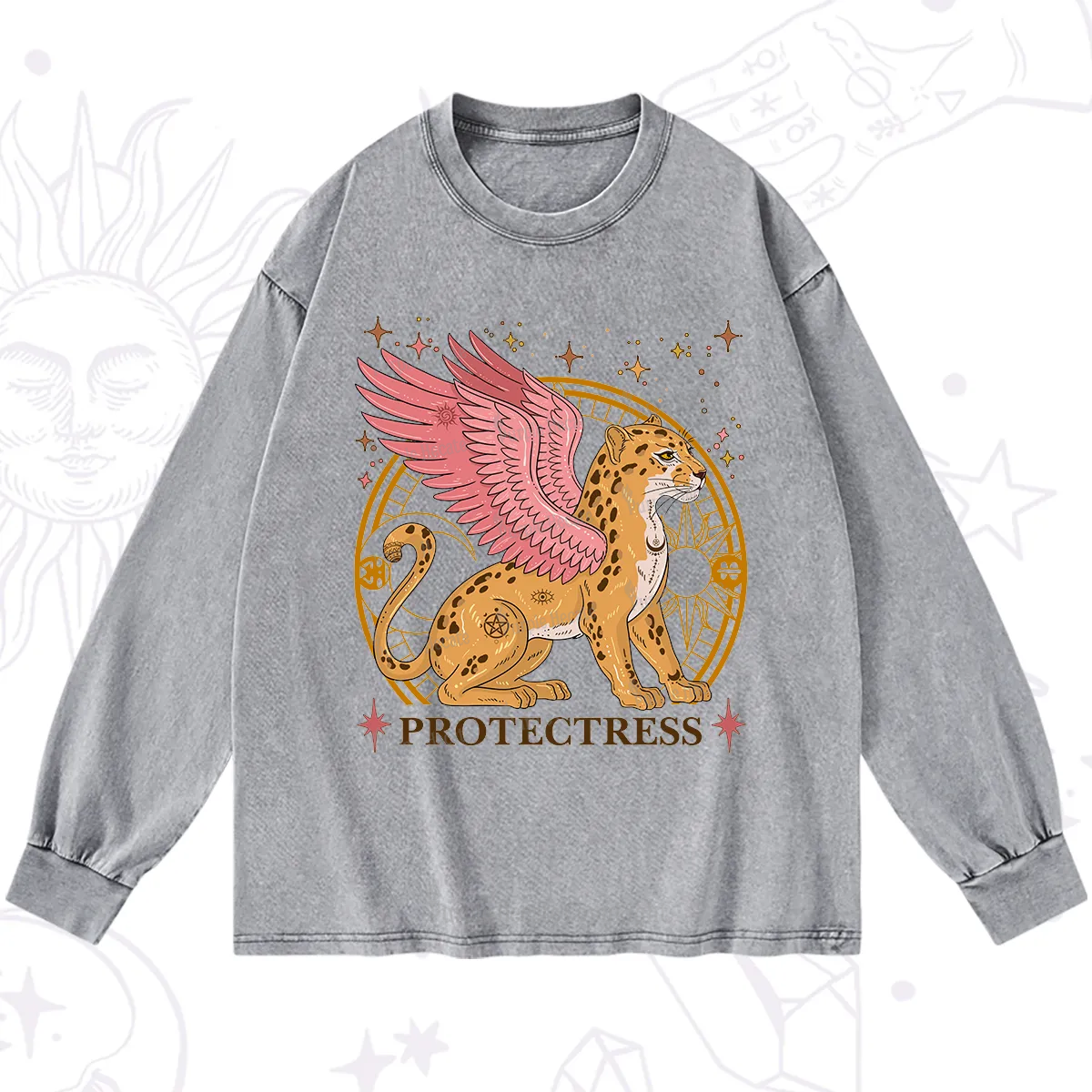 Purplehecate Celestial Protectress Washed Long Sleeve Shirt