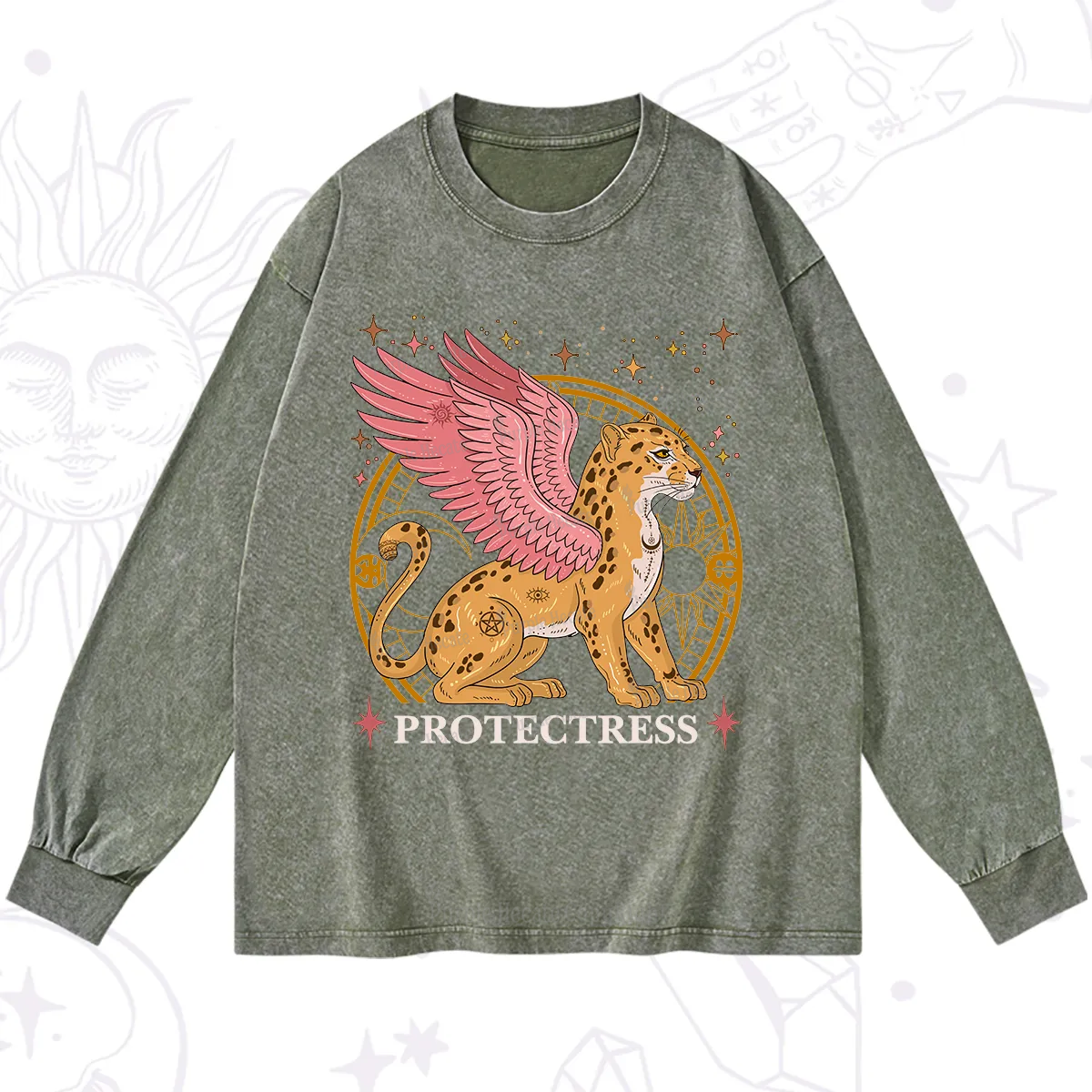Purplehecate Celestial Protectress Washed Long Sleeve Shirt