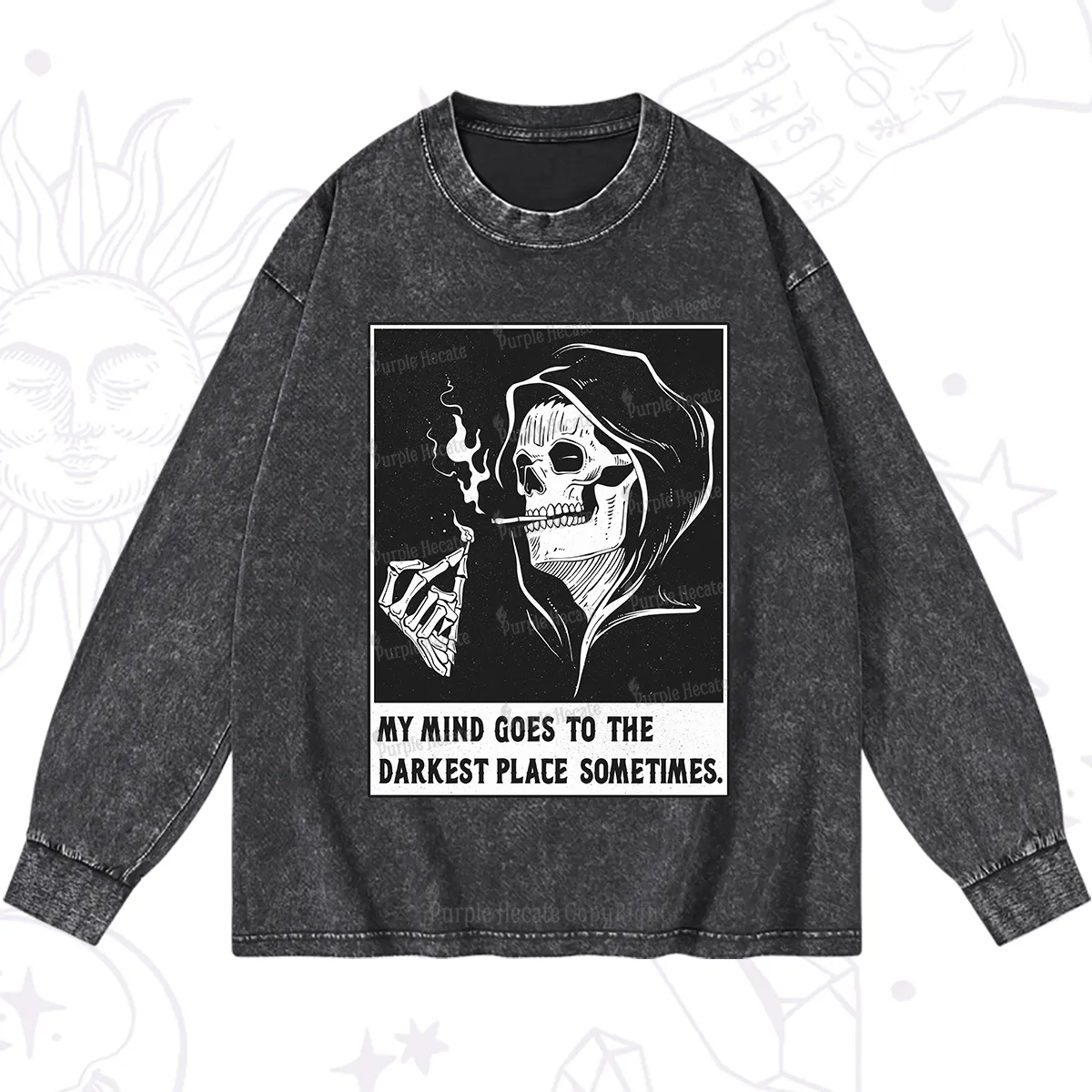 Purplehecate My Mind Goes To The Darkest Place Sometimes Washed Long Sleeve Shirt