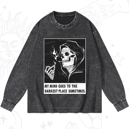 Purplehecate My Mind Goes To The Darkest Place Sometimes Washed Long Sleeve Shirt