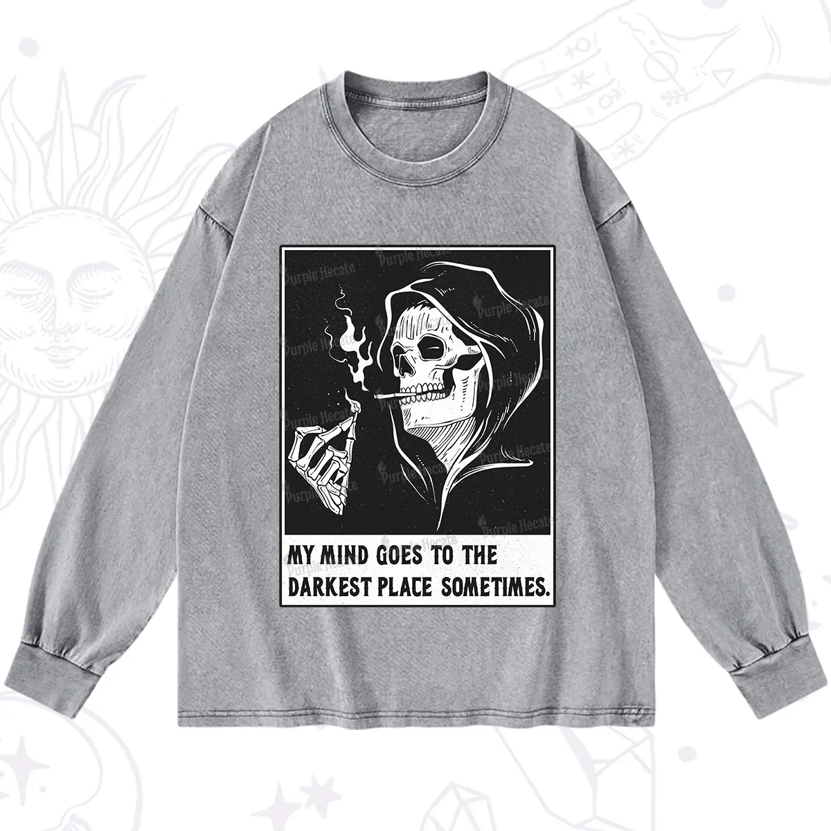 Purplehecate My Mind Goes To The Darkest Place Sometimes Washed Long Sleeve Shirt
