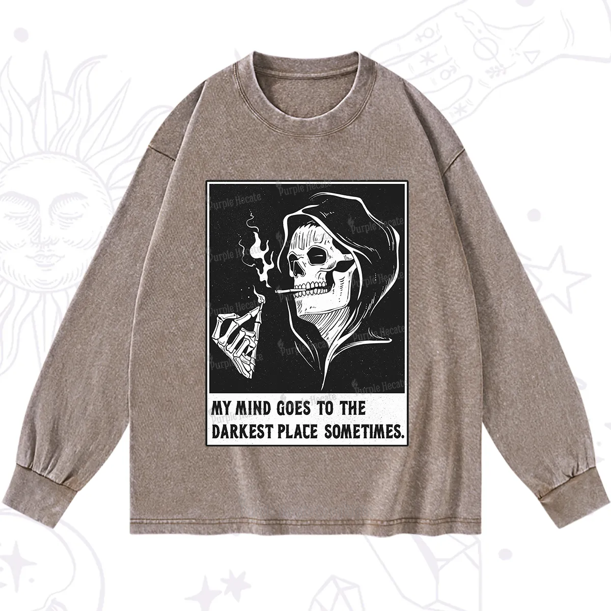 Purplehecate My Mind Goes To The Darkest Place Sometimes Washed Long Sleeve Shirt
