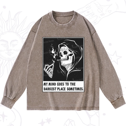 Purplehecate My Mind Goes To The Darkest Place Sometimes Washed Long Sleeve Shirt