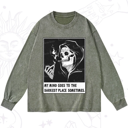 Purplehecate My Mind Goes To The Darkest Place Sometimes Washed Long Sleeve Shirt