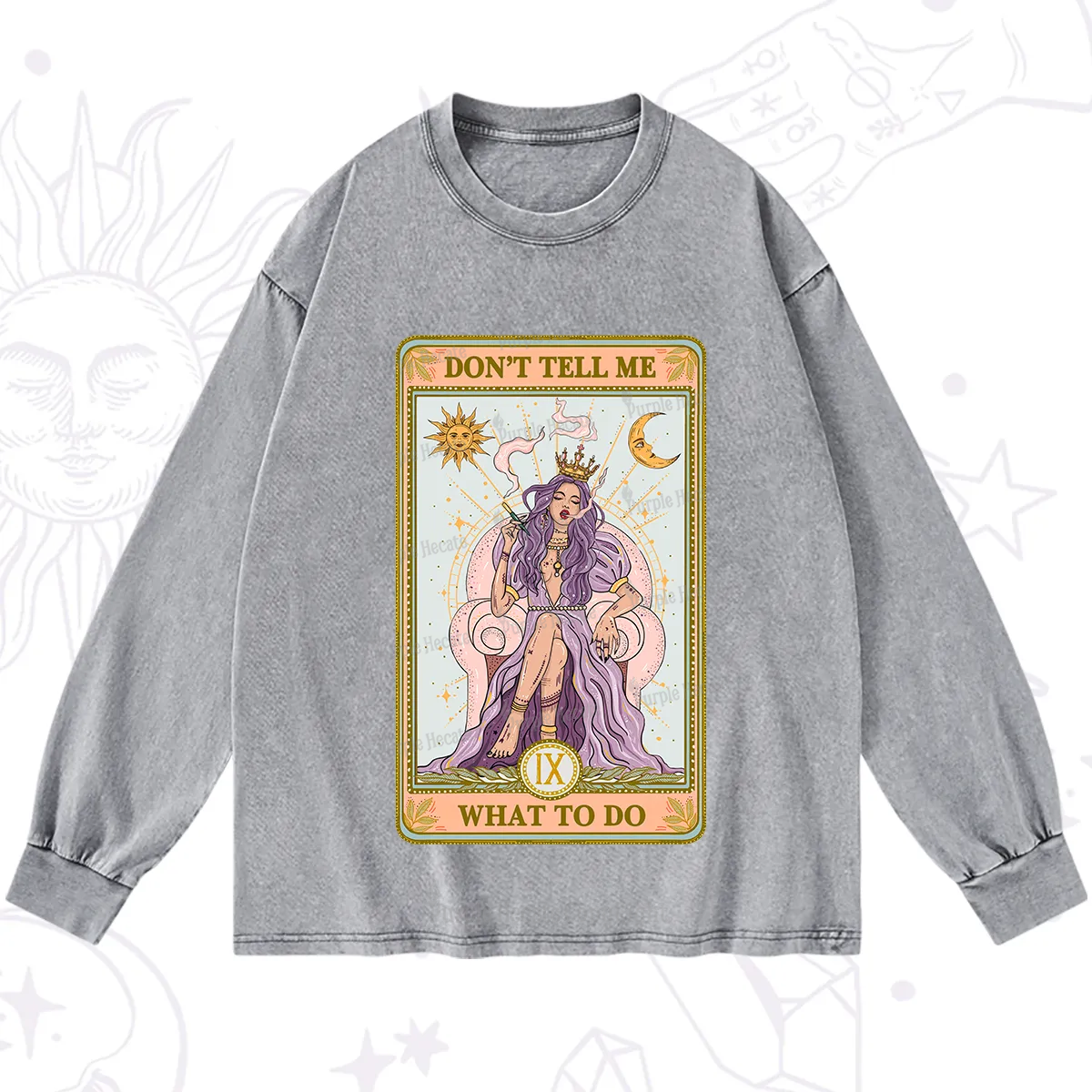 Purplehecate The Don't Tell Me What To Do Oracle Card Washed Long Sleeve Shirt
