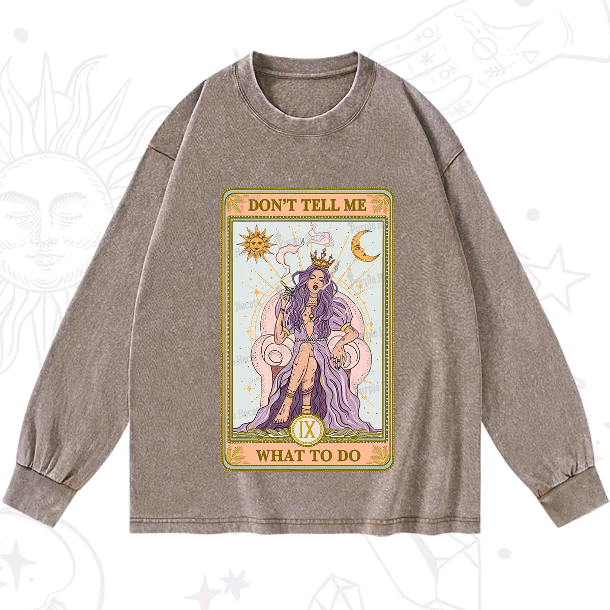 Purplehecate The Don't Tell Me What To Do Oracle Card Washed Long Sleeve Shirt