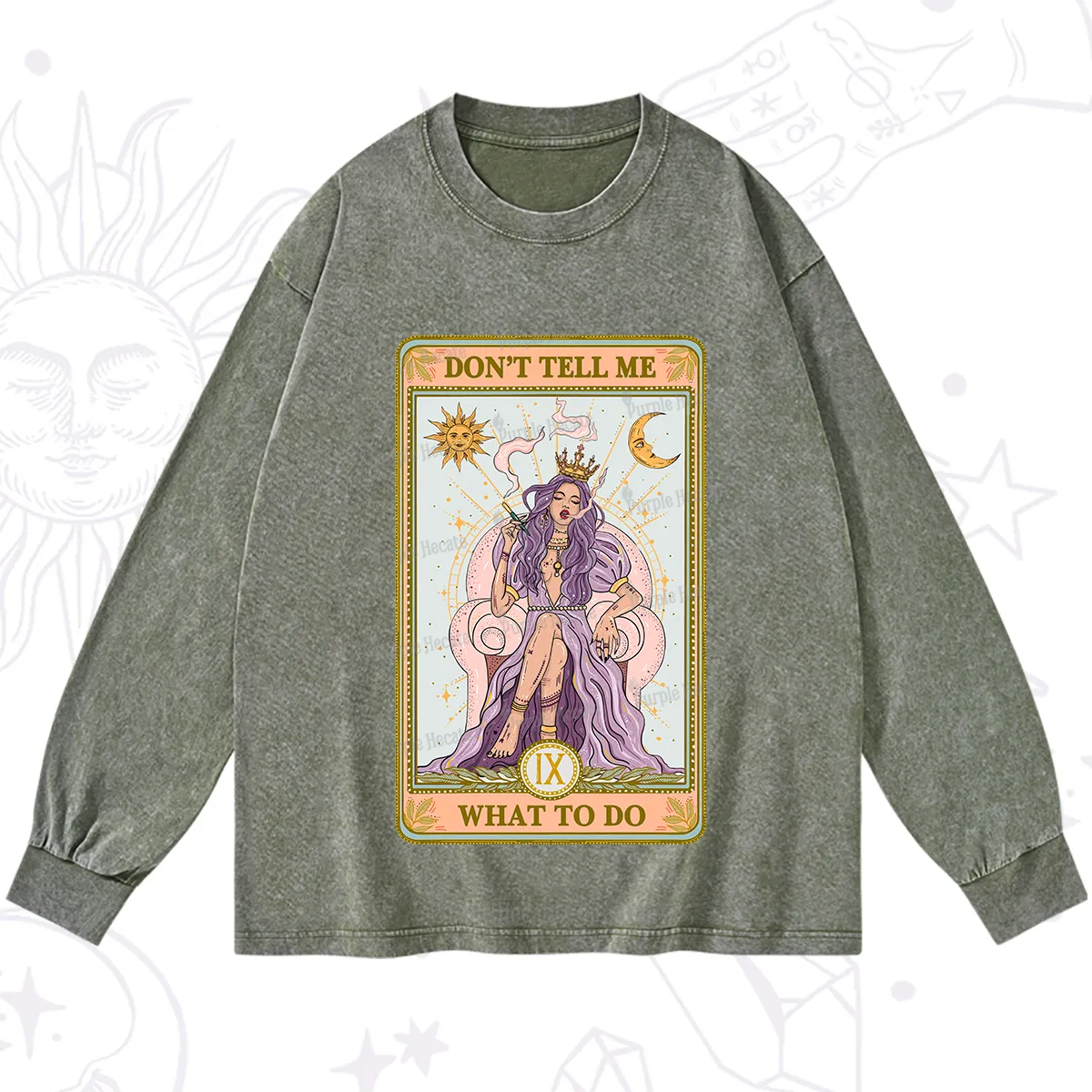 Purplehecate The Don't Tell Me What To Do Oracle Card Washed Long Sleeve Shirt