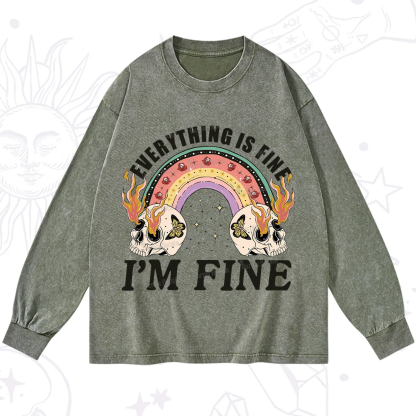 Purplehecate Everything Is Fine Washed Long Sleeve Shirt