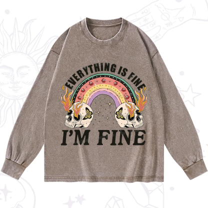 Purplehecate Everything Is Fine Washed Long Sleeve Shirt
