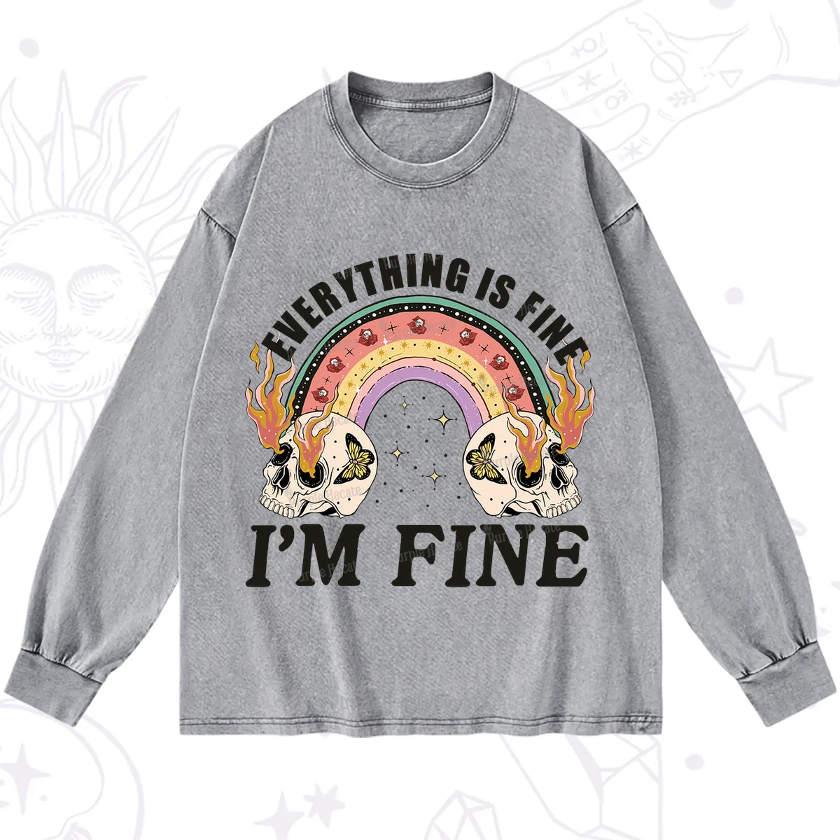 Purplehecate Everything Is Fine Washed Long Sleeve Shirt