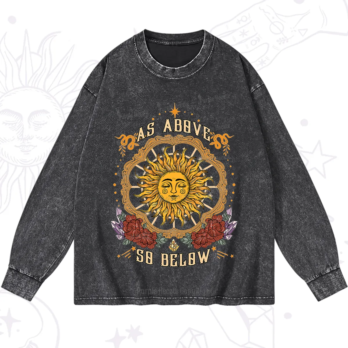 Purplehecate As Above So Below Washed Long Sleeve Shirt