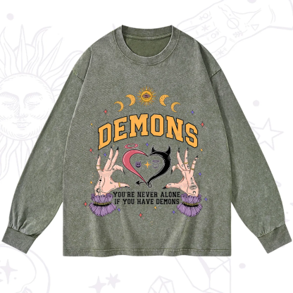Purplehecate You're Never Alone If You Have Demons Washed Long Sleeve Shirt