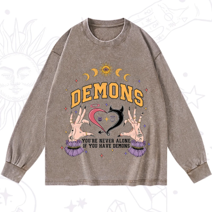 Purplehecate You're Never Alone If You Have Demons Washed Long Sleeve Shirt