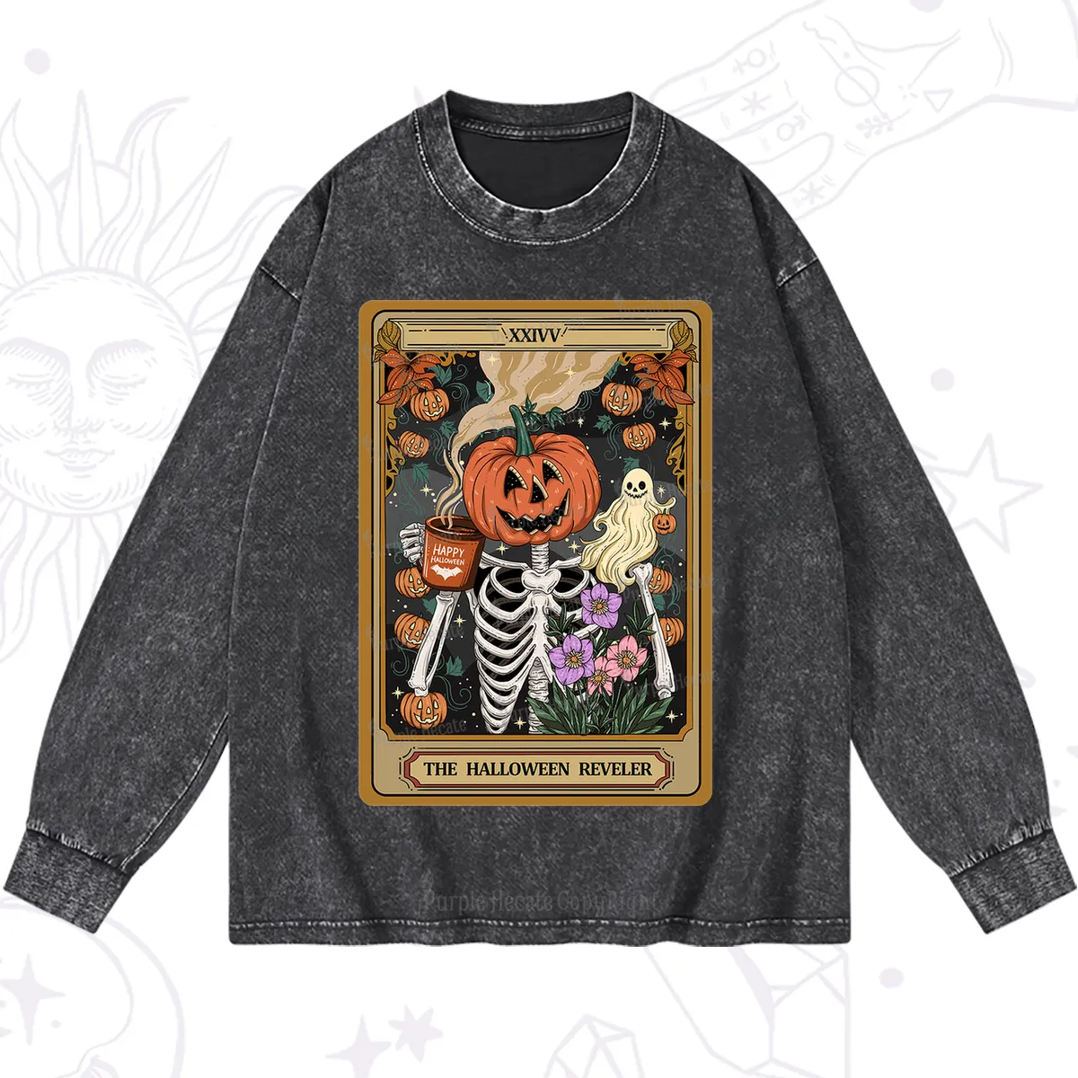 Purplehecate The Halloween Reveler Tarot Washed Long Sleeve Shirt