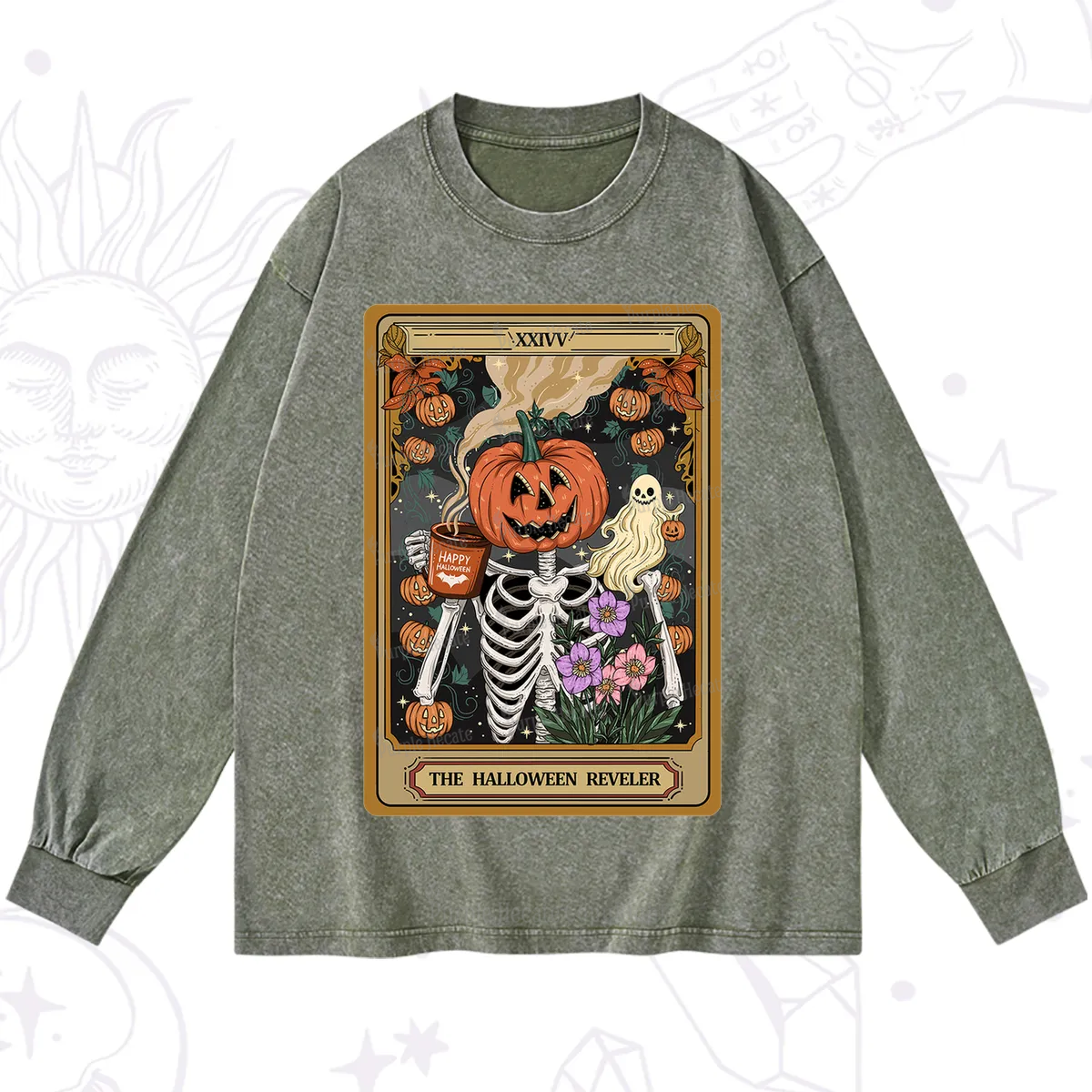 Purplehecate The Halloween Reveler Tarot Washed Long Sleeve Shirt