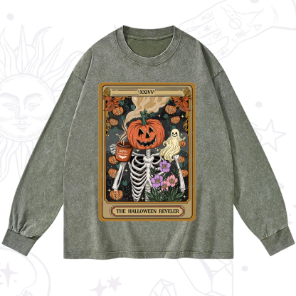 Purplehecate The Halloween Reveler Tarot Washed Long Sleeve Shirt