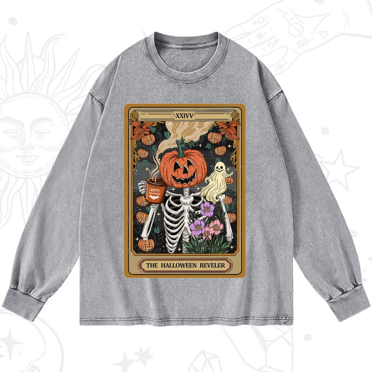 Purplehecate The Halloween Reveler Tarot Washed Long Sleeve Shirt