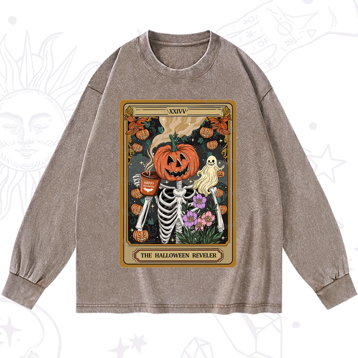 Purplehecate The Halloween Reveler Tarot Washed Long Sleeve Shirt