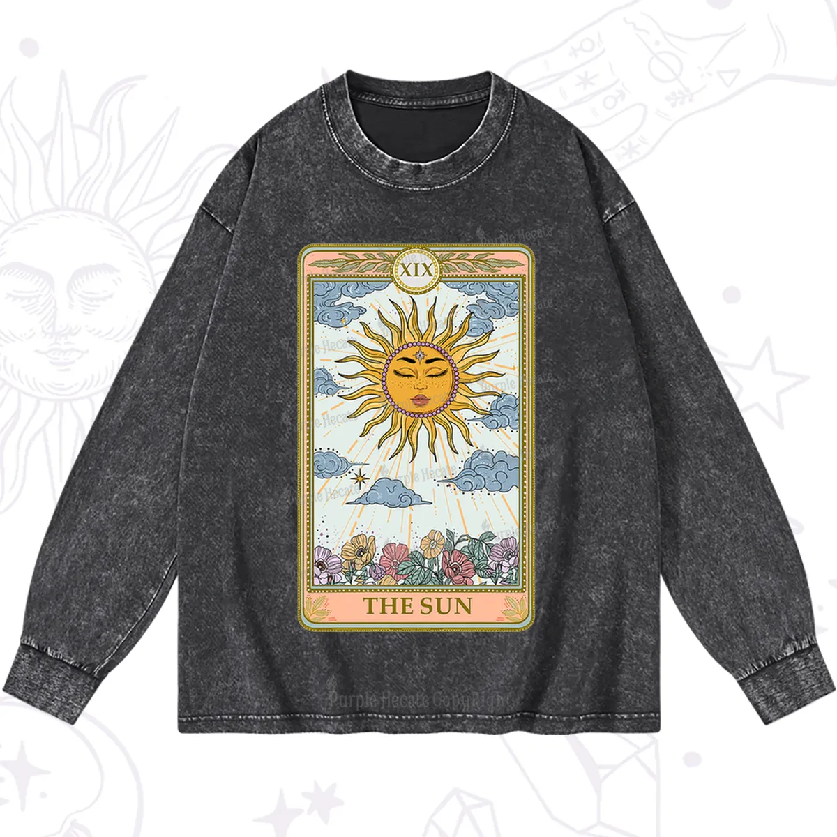 Purplehecate The Sun Tarot Washed Long Sleeve Shirt