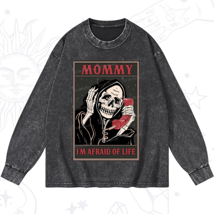 Purplehecate The Mommy I'm Afraid Of Life Oracle Card Washed Long Sleeve Shirt